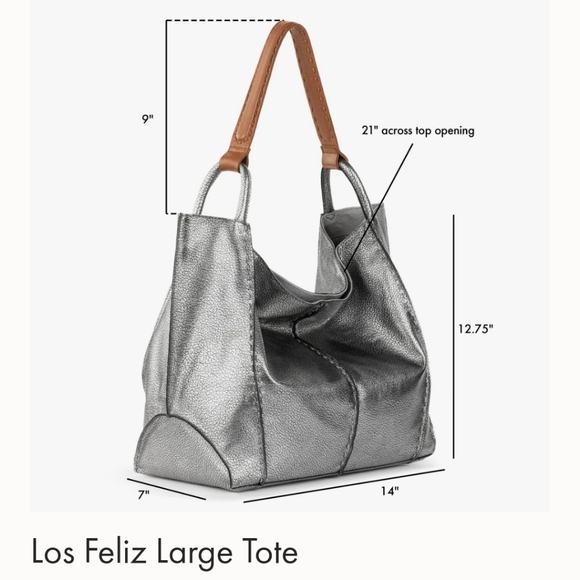 The Sak Metallic Silver Tote with Tan Handles, Los Feliz Large Tote, Never Used! - Picture 7 of 9